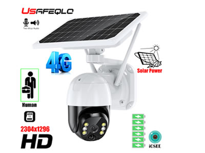 USAFEQLO S15 Solar Panel Security 4G Outdoor Camera 3MP PIR Two Ways Audio 4G 30M CCTV Security PTZ Camera with 128GB Card
